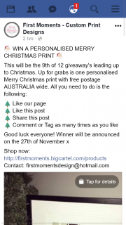 First Moments – Win a Personalised Merry Christmas Print