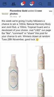 Florentine Gold – Win a 100ml Natural Harmony Body and Joint Rub