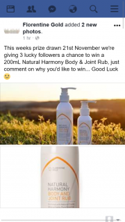Florentine Gold – Win a 200ml Natural Harmony Body & Joint Rub