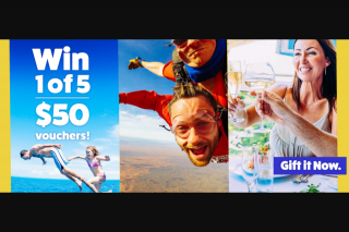 Gift It Now – Win 1 of 5 $50 Gift It Now Vouchers to Spend on Skydiving (prize valued at $250)
