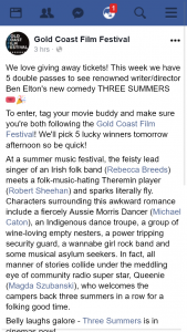 Gold Coast Film Festival – Win One of Five Three Summers Double Passes