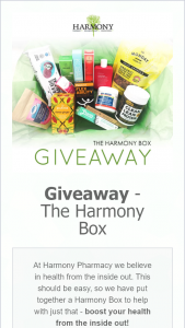 Harmony Pharmacy – Win a Prize (prize valued at $320)