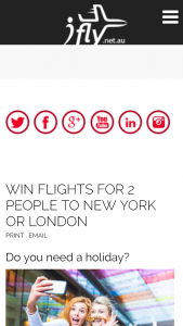 iFly – Win Flights for 2 People to New York Or London (prize valued at $4,000)