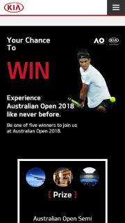 Kia – Win Category 1 Tickets to The Australian Open for You and Your Companion for an Unforgettable Day In Melbourne to Watch The Australian Open (prize valued at $24,500)