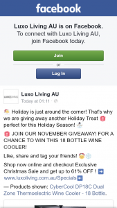Luxo Living – Win Our Cybercool Double Pass18c Dual Zone Thermo Electric Wine Cooler (prize valued at $230)