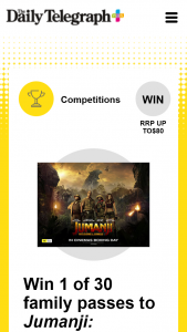 Plus Rewards – Win 1 of 30 Family Passes to Jumanji (prize valued at $9,600)