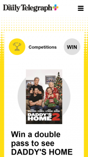 Plusrewards – Win a Double Pass to See Daddy’s Home 2 (prize valued at $8,000)