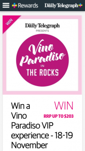 Plusrewards – Win a Vino Paradiso VIP Experience (prize valued at $99.9)
