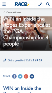 RACQ – Win an Inside The Ropes Experience at The Pga Championship for 4 People (prize valued at $2,710)