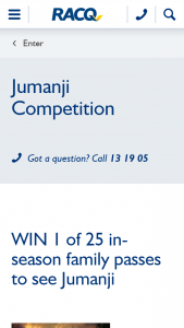 RACQ – Win 1 of 25 In Season Family Passes to See Jumanji