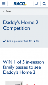 RACQ – Win 1 of 5 In-Season Family Passes to See Daddy’s Home 2 (prize valued at $78)