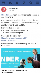 SheBrisbane – Win One of Five Double Passes to See Wonder Special Advance Screenings