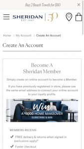 Sheridan – Win a $5000 Home Makeover (prize valued at $5,000)