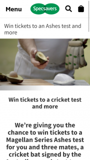 Specsavers – Win Tickets to a Magellan Series Ashes Test for You and Three Mates (prize valued at $12,800)