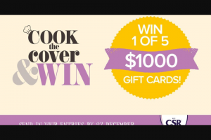 Taste – Win 1 of 5 $1000 Gift Cards (prize valued at $5,000)