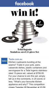 Taste – Win this Set (prize valued at $799.95)