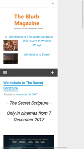 The Blurb – Win Tickets to The Secret Scripture (prize valued at $400)