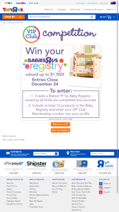 ToysRUs-BabiesRUs – Win Your Baby Registry Or Wish List Competition (“the Competition”). (prize valued at $3,000)