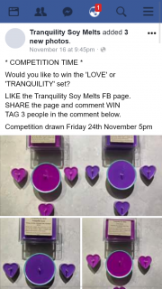 Tranquility Soy Melts FB – Win The ‘love’ Or ‘tranquility’ Set
