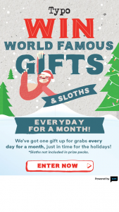 Typo – Win a Gift a Day Just In Time for The Holidays