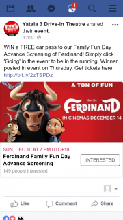 Yatala 3 Drive-in – Win a Free Car Pass to Our Family Fun Day Advance Screening of Ferdinand