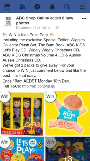 ABC Shop Online – Win a Kids Prize Pack (prize valued at $298)