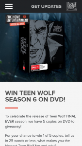 Access All Areas Fox home entertainment – Win Teen Wolf Season 6 on DVD