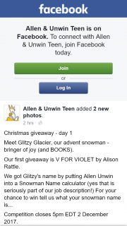 Allen & Unwin Teen Christmas book giveaways – Win The Daily Book Giveaway and Don’t Forget That on Christmas Eve One Lucky Person Will Win The Whole Snowman (all 24 Books).