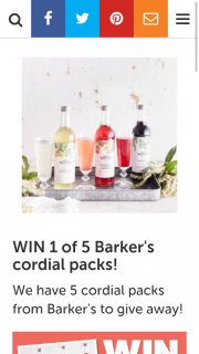 Australian Health Food – Win 1 of 5 Barker’s Cordial Packs (prize valued at $20)