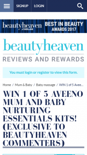 Beauty Heaven – Win 1 of 5 Aveeno Mum and Baby Nurturing Essentials Kits