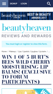 Beauty Heaven – Win 1 of 5 Burt’s Bees Wild Cherry Moisturising Lip Balms