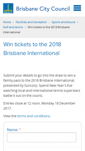 Brisbane City Council – Win a Family Pass to The 2018 Brisbane International
