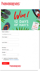 Havaianas – Competition (prize valued at $800)