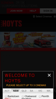 Hoyts Cinemas – an Audi A3 Convertible and $20000 Cash (prize valued at $1,162,130)