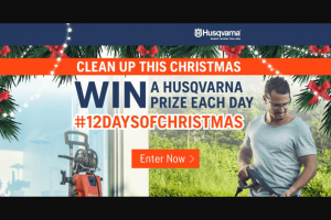 Husqvarna – 12 Days of Christmas Competition – Competition (prize valued at $39.95)