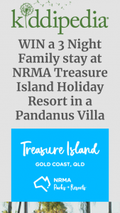 Kiddipedia – Win a 3 Night Family Stay at Nrma Treasure Island Holiday Resort