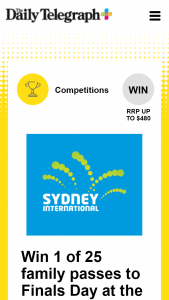 Plus Rewards – Win 1 of 25 Family Passes to Finals Day at The Sydney International (prize valued at $12,000)