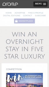 Profile magazine – Win an Overnight Stay In The Executive Suite (prize valued at $750)