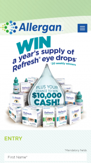 Refresh Eye drops – Win $10000 Program Online at Refresh10k and Enter The Required Information Including Name