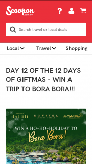 Scoopon – Win a Trip for 2 to Bora Bora (prize valued at $9,710)