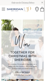 Sheridan – Win a $3000 Voucher to Fly Home and Be Together for Christmas (prize valued at $3,000)