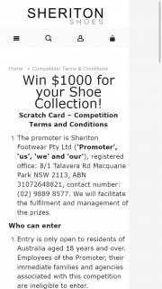 Sheriton Shoes – Win $1000 for Your Shoe Collection (prize valued at $1,000)
