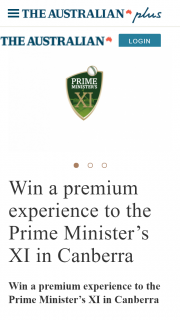 The Australian plusrewards – Win a Premium Experience to The Prime Minister’s Xi In Canberra (prize valued at $1,000)