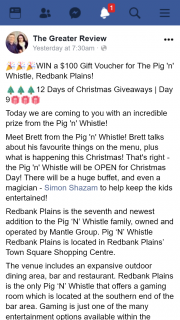 The Greater Review – Win a $100 Gift Voucher for The Pig ‘n’ Whistle (prize valued at $100)