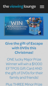 The Viewing Lounge-Escape Christmas Competition – Win this Prize” (prize valued at $4,375)