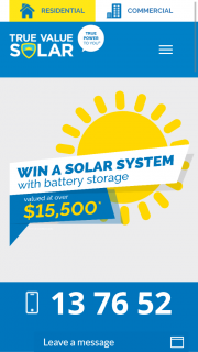 True Value Solar – Win a Solar System With Battery (prize valued at $34,398)