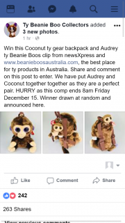 Ty beanie boo collectors – Win this Coconut Ty Gear Backpack and Audrey Ty Beanie Boos Clip From Newsxpress and Wwwbeanieboosaustraliacom