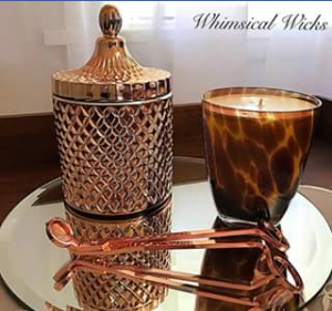 Whimsical Wicks – an Extra Large Rose Gold Geo Jar