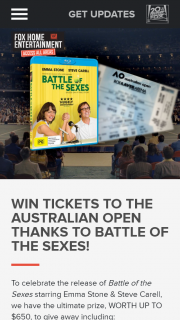 Access All Areas – Win a Copy of Battle of The Sexes (prize valued at $650)