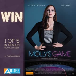 Attree Real estate – Win 1 of 5 Double Passes to See Molly’s Game